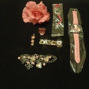 BARBIECORE PRETTY IN PINK & SILVERTONE JEWELRY BUNDLE